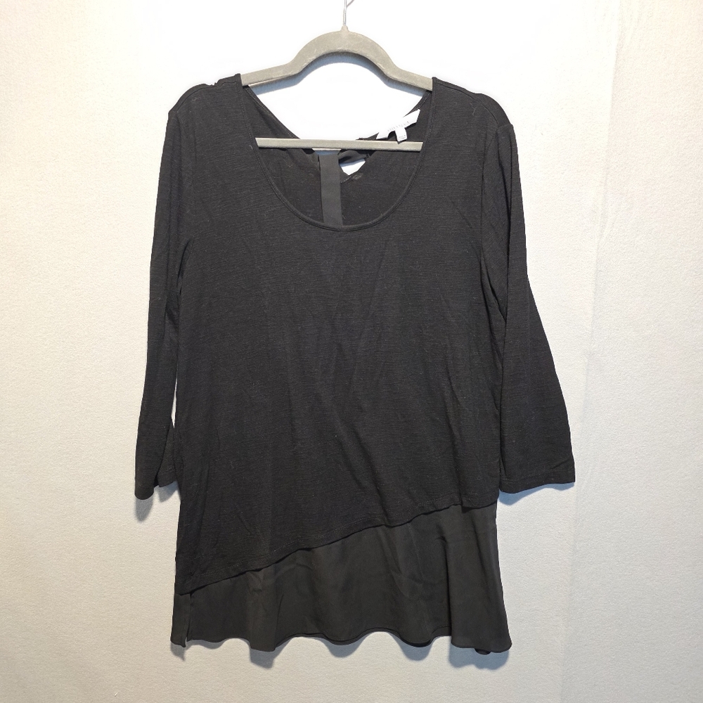 Ellen Tracy Black Long Sleeve Top Sheer Bottom Size Large - Picture 2 of 6